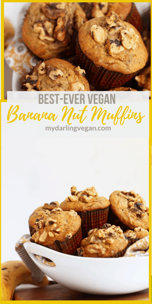 Start your morning off right with these deliciously spiced, walnut filled, and perfectly flavored vegan Banana Nut Muffins. Get your house smelling heavenly in just 30 minutes. 