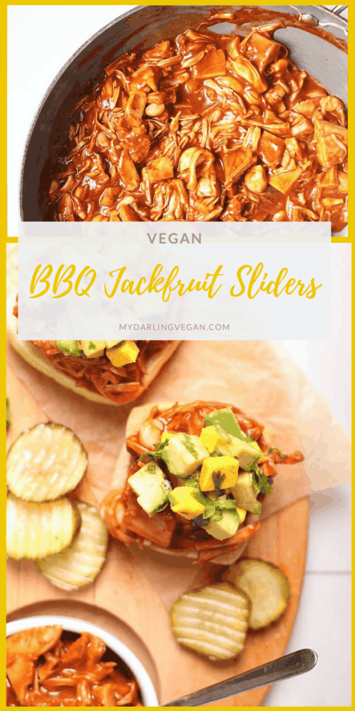 You're going to love these Jackfruit Pulled Pork Sandwiches. Ciabatta rolls stuffed with BBQ Jackfruit and topped with Avocado Mango Salsa. Made in just 20 minutes. Vegan and soy-free!