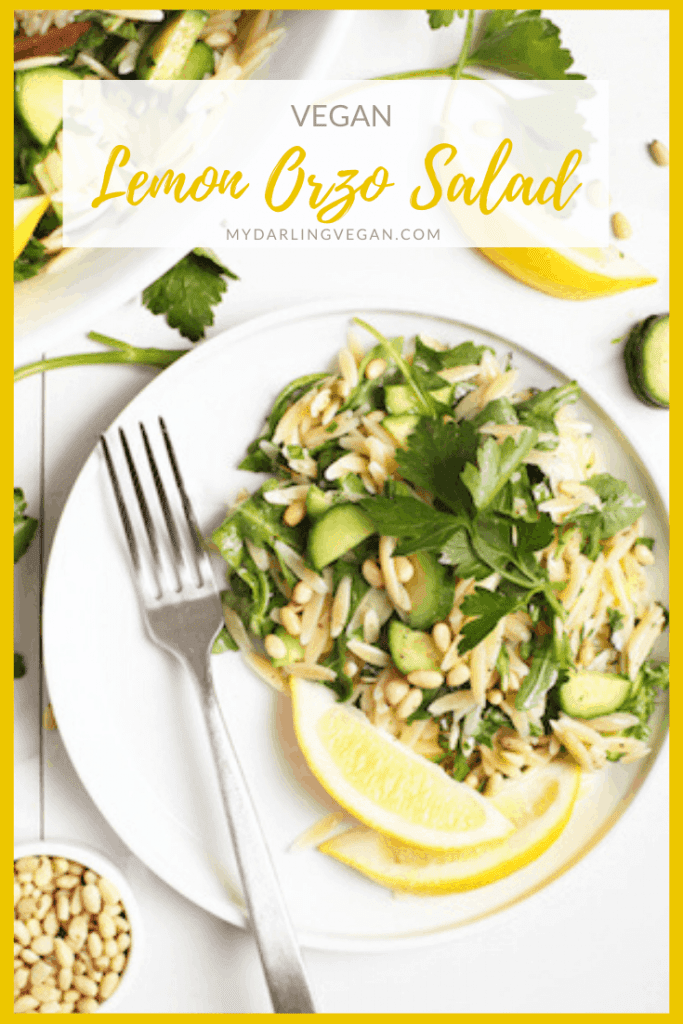 Lighten up with this refreshing Cucumber Lemon Orzo Salad. Made with fresh herbs, Persian cucumbers, and toasted pine nuts, this salad is then tossed with a lemon garlic dressing. Made in 20 minutes!