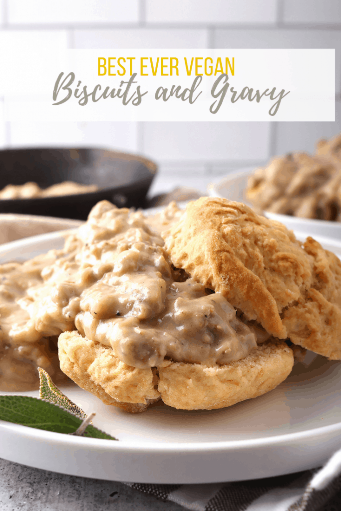 Vegan biscuits and gravy combine tender, flaky buttermilk biscuits and the best plant-based gravy ever! It's a vegan version of classic biscuits and sausage gravy you’ll absolutely love. Make the biscuits in advance for a quick and satisfying vegan brunch.