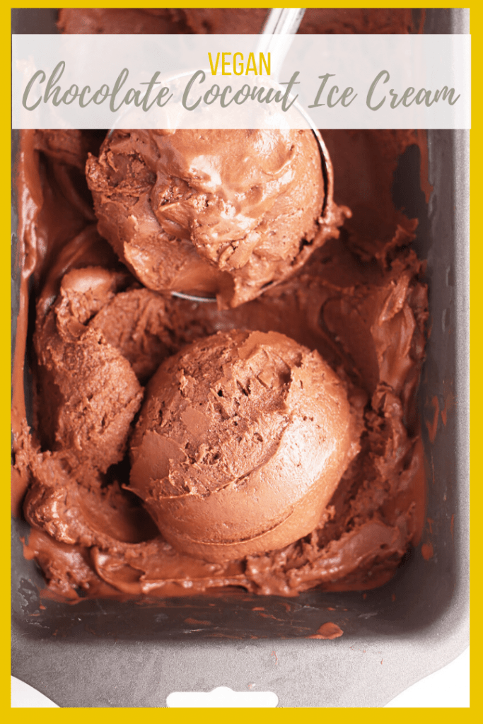 This Creamy Vegan Chocolate Ice Cream is simply divine! It is a rich homemade ice cream made with melted dark chocolate, coconut milk, and brown sugar for the perfect hot weather treat. Serve it on a cone or in a bowl! 