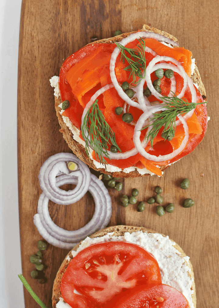 Bagel and Carrot Lox open-faced sandwich