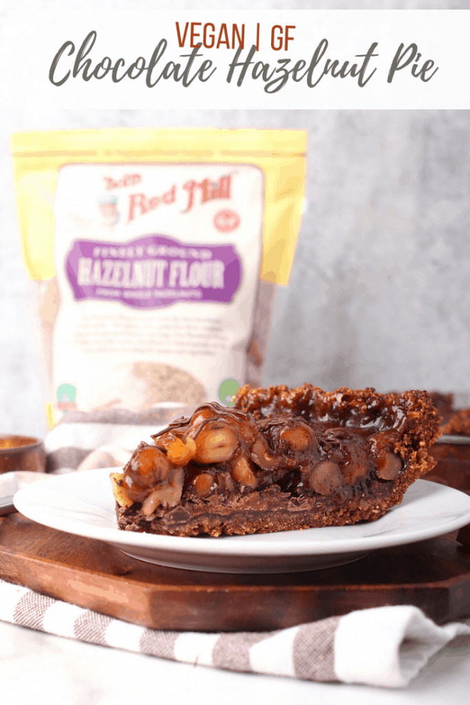 This chocolate hazelnut pie is a vegan and gluten free treat that is perfect for the holidays. It's like a classic pecan pie made vegan and with hazelnuts and chocolate - an instant holiday favorite!