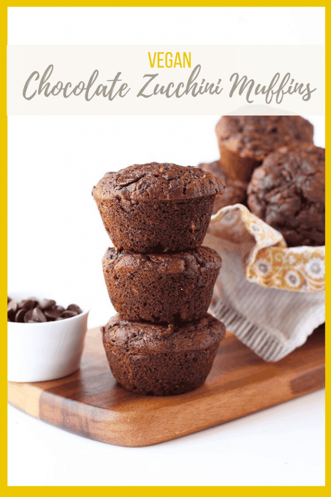 Delicious and indulgent Double Chocolate Zucchini Muffins. These easy muffins can be made in just 35 minutes for a chocolate-filled, zucchini-packed, dairy and egg-free sweet treat.