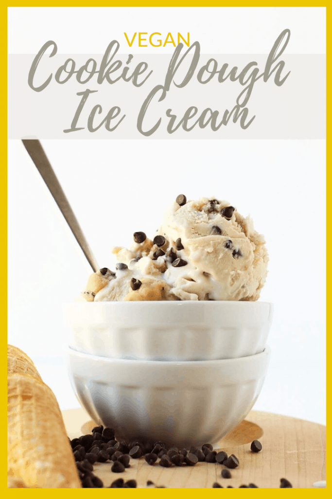 Rich and delicious, this vegan cookie dough ice cream is made from raw cashews and cashew milk. The ice cream is churned into a creamy base and filled with chocolate chip cookie dough chunks in every bite.