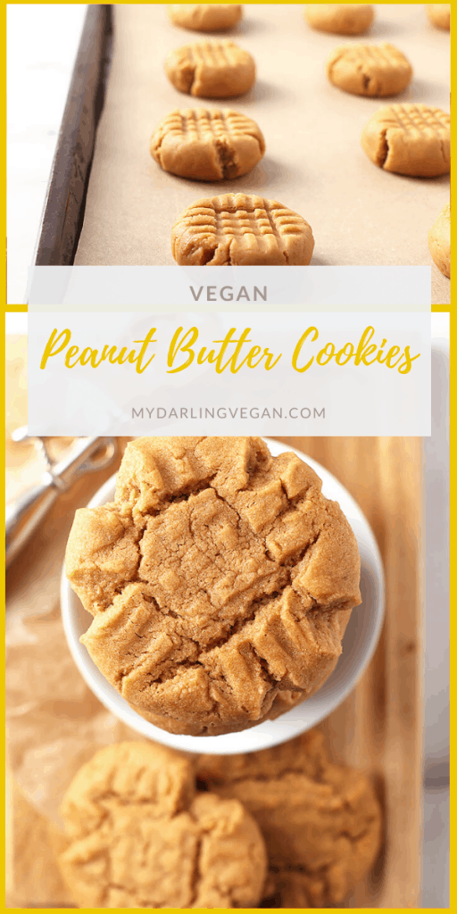 The perfect vegan peanut butter cookies! These cookies are sweet and salty, chewy, and unbelievably good. They are made in under 30 minutes for a delicious sweet treat.  Beware, they are highly addictive. 