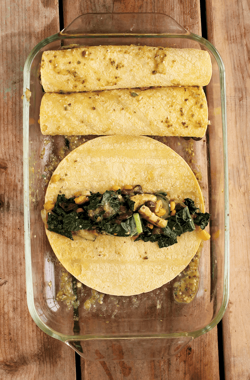 Vegan Enchiladas with corn tortillas