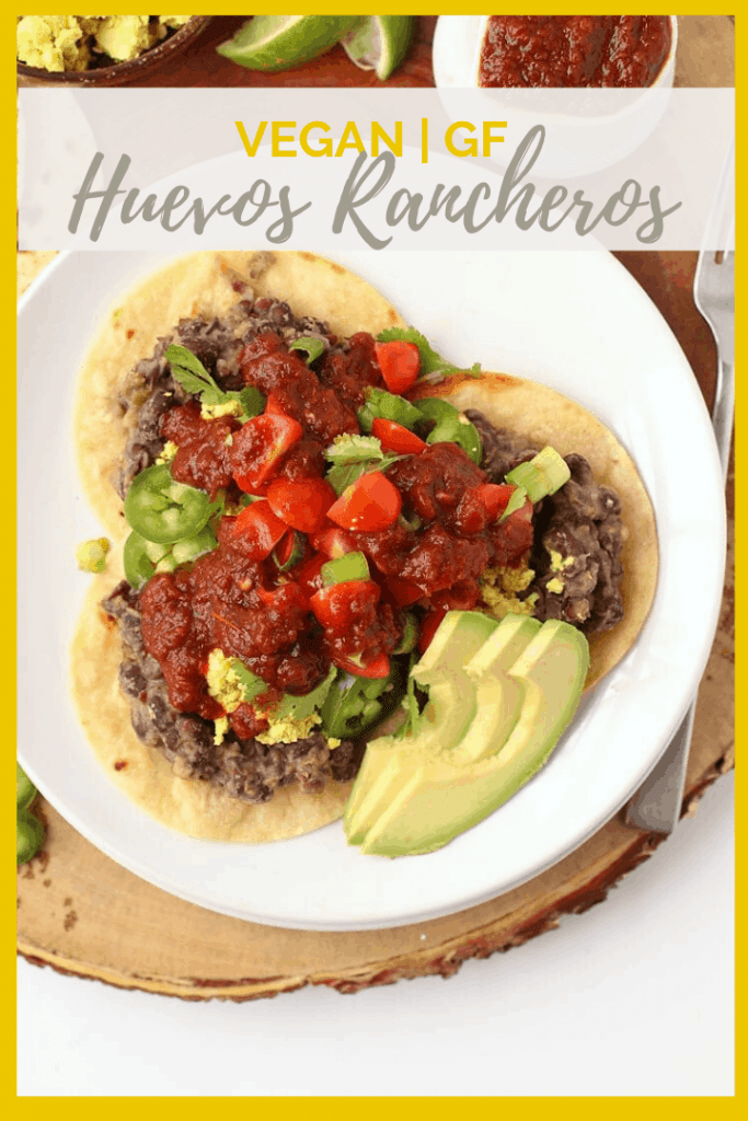 Start your day off right with these Vegan Huevos Rancheros. Made with scrambled tofu, refried beans, and spicy rancheros sauce for a hearty and healthy breakfast.