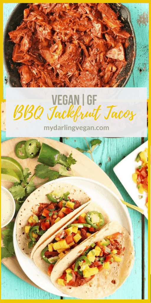 These BBQ Jackfruit Tacos with Mango Salsa are a delicious vegan and gluten-free recipe filled with sweet and tangy flavors that the whole family will love.