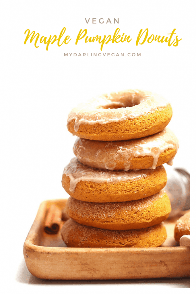 Fall into fall with these delicious vegan pumpkin donuts. Sweetened with maple syrup and topped with cinnamon-spiced glaze, these vegan pastries are the perfect fall sweet treat!