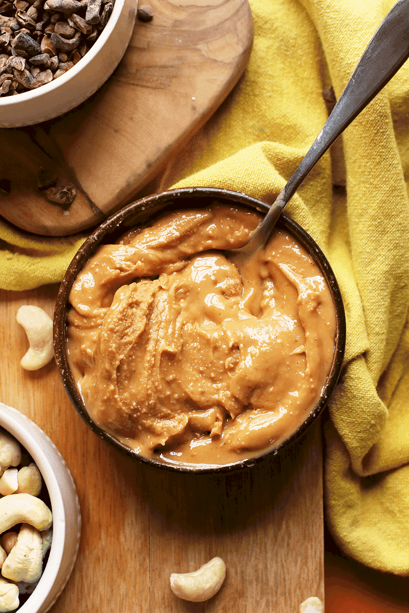 Bowl of natural peanut butter