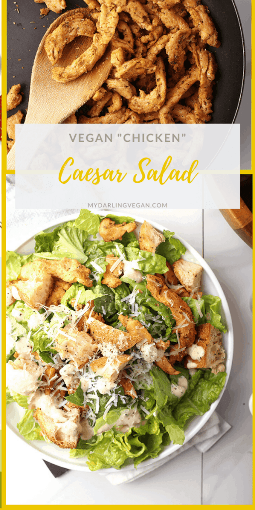 A refreshing and classic vegan Caesar Salad made with a mixture of Romaine lettuce and kale and topped with vegan parmesan, fresh croutons, and homemade caesar dressing. It's a healthy spin on a classic salad that everyone will love.