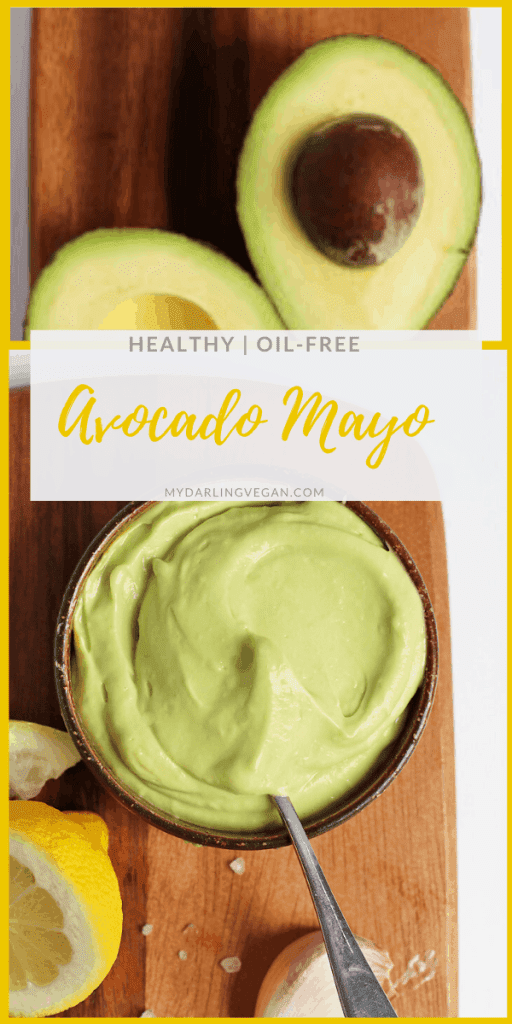 This Avocado Mayo is vegan, soy free, AND oil-free for a healthy, delicious, and creamy spread for sandwiches, salads, and vegetables.