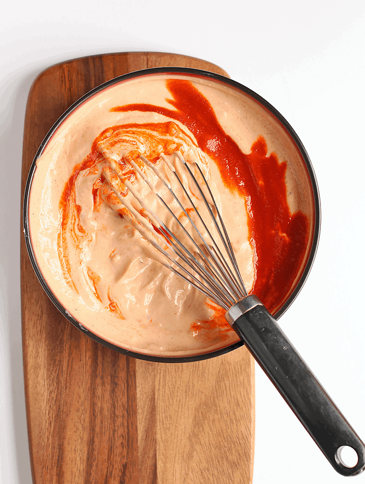 Vegan Russian Dressing whisked together in a small bowl
