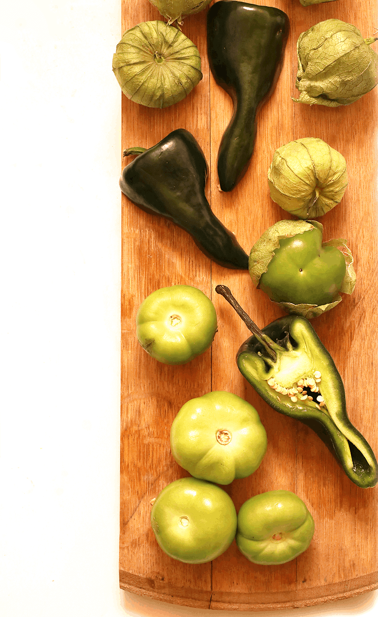Poblano peppers and tomatillos 