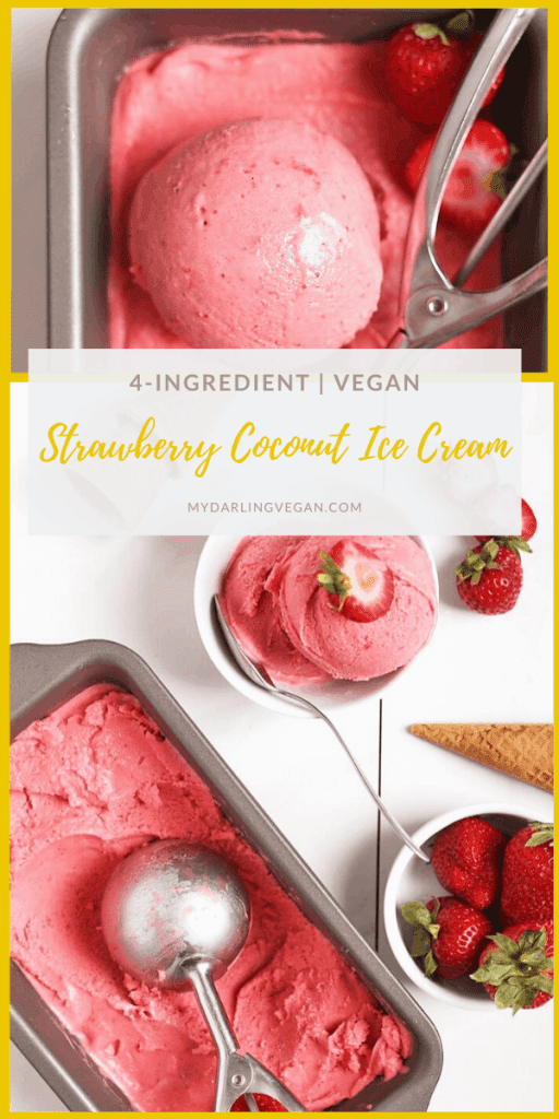 Make your own dairy-free ice cream at home with this vegan strawberry ice cream. Made with just 5 ingredients for a delicious and refreshing summertime dessert. 