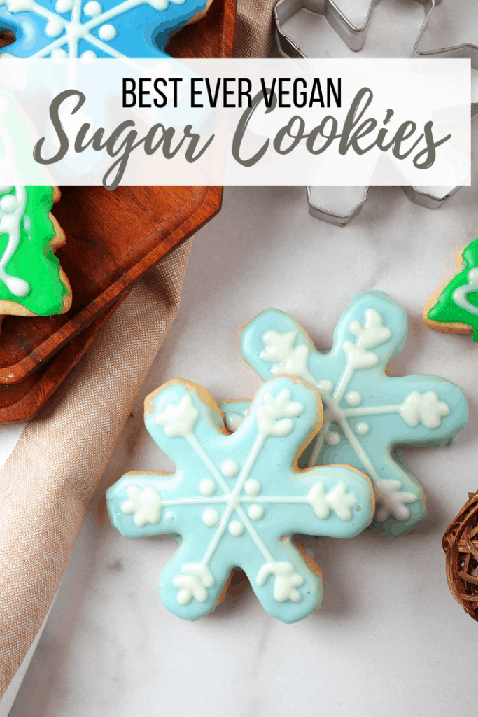 You're going to love these vegan sugar cookies! They are soft, buttery, fluffy, and topped with the perfect royal frosting. This easy cookie recipe makes a delicious holiday treat that you can enjoy year 'round!