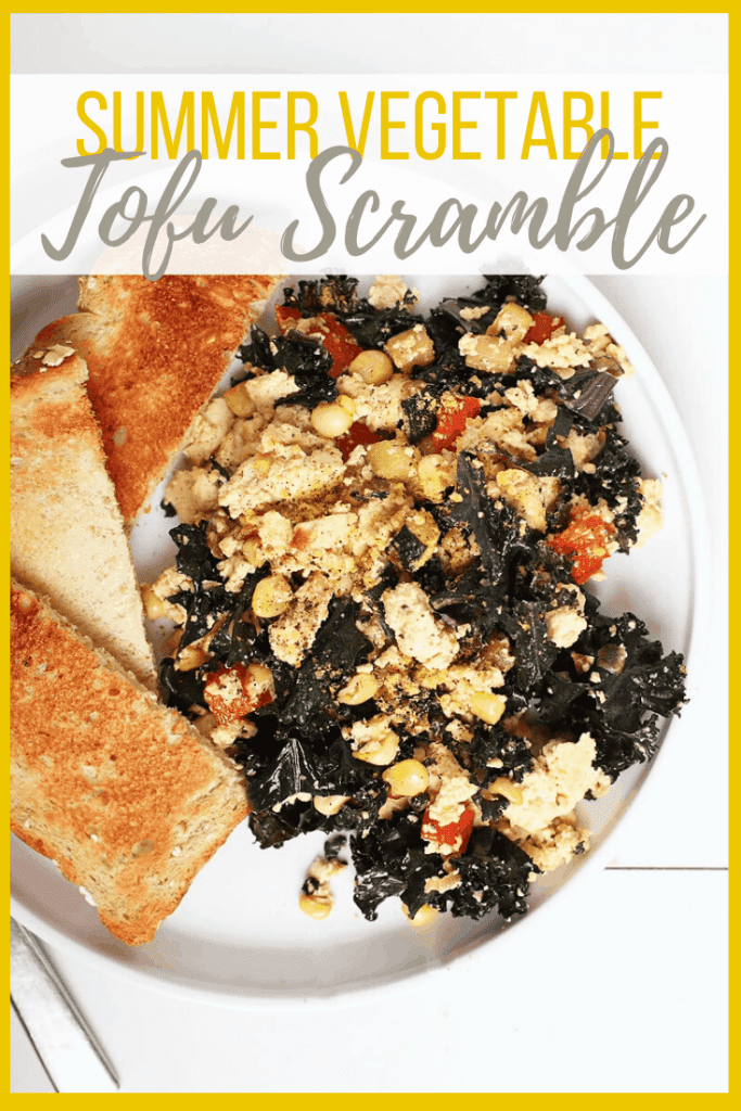 My go-to Tofu Scramble. A hearty vegan and gluten-free breakfast made with tofu, zucchini, corn, and kale. Made in just 10 minutes for a quick and wholesome morning meal. 