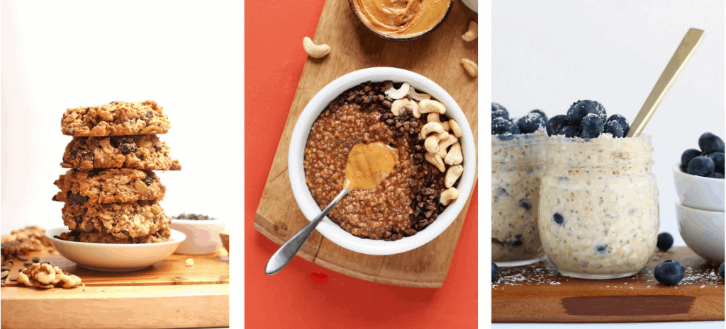 Cookies and oats in a collage