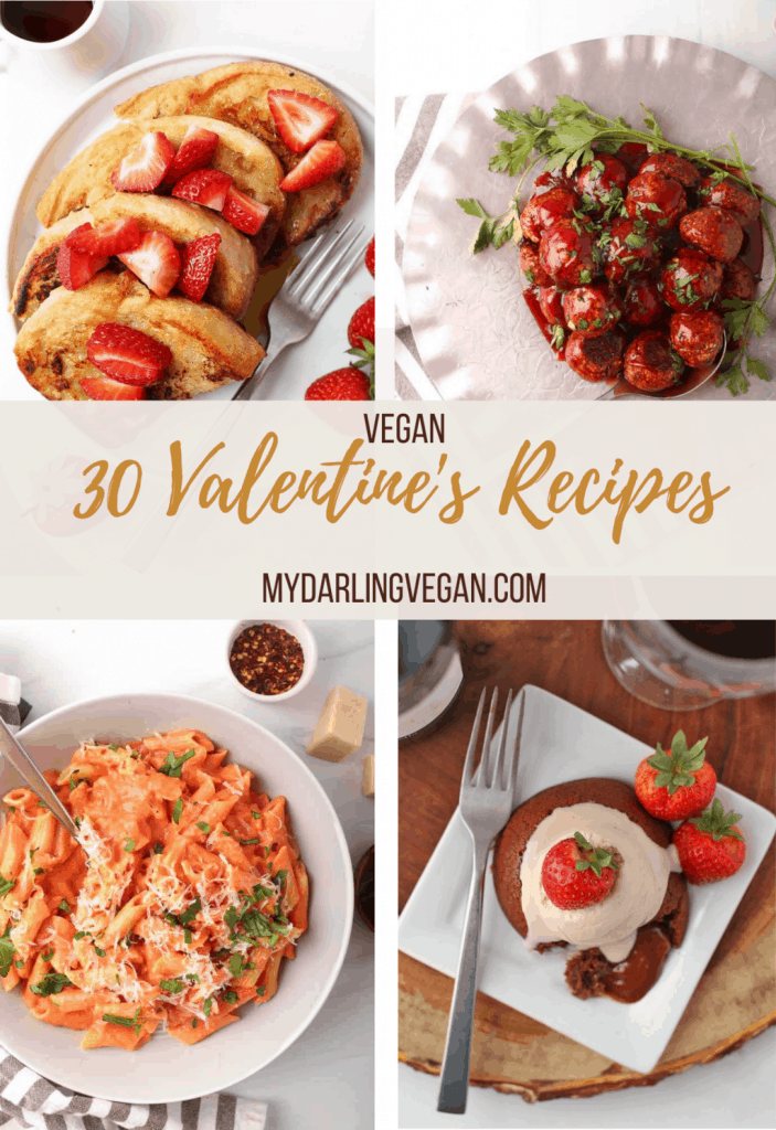 Collage of 4 different Valentine's Day recipes