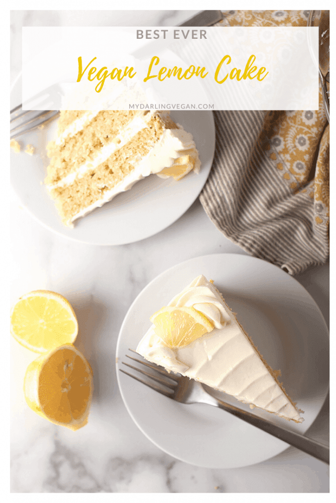 You are going to love this Vegan Lemon Cake with Cream Cheese Frosting. It is unbelievably delicate and moist while bursting in citrusy flavors; a delicious vegan cake that everyone will love.