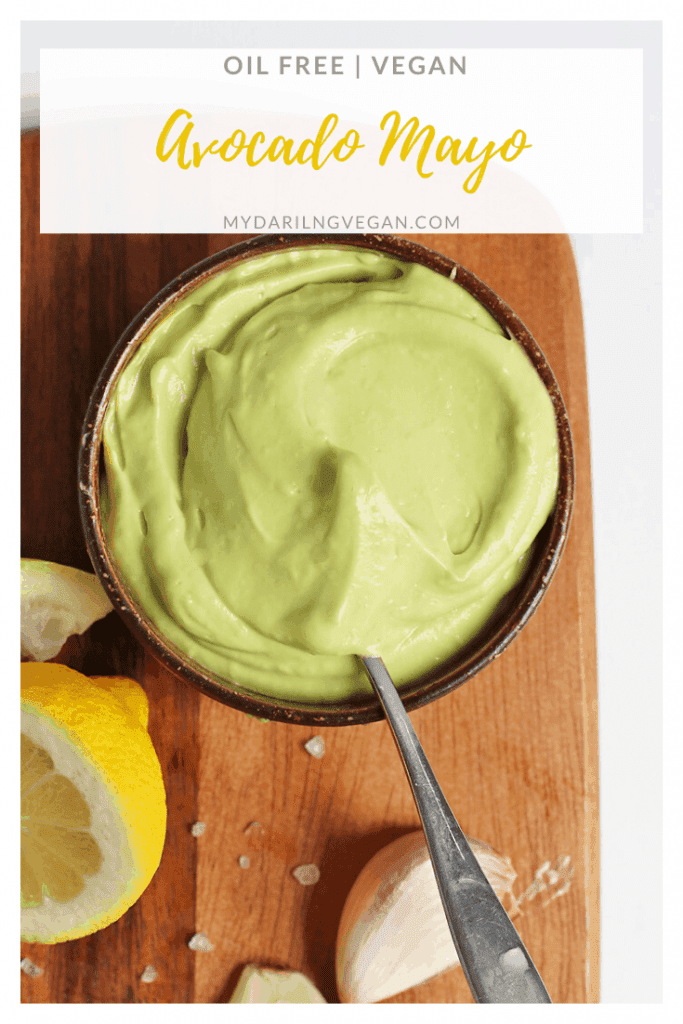 This Avocado Mayo is vegan, soy free, AND oil-free for a healthy, delicious, and creamy spread for sandwiches, salads, and vegetables.