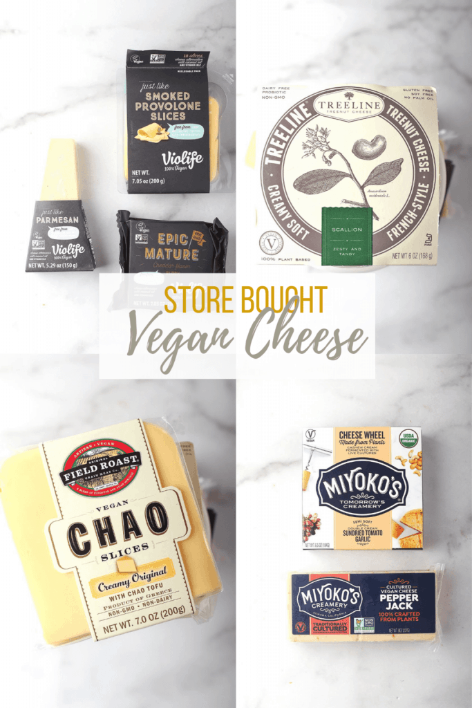 A variety of store bought vegan cheese