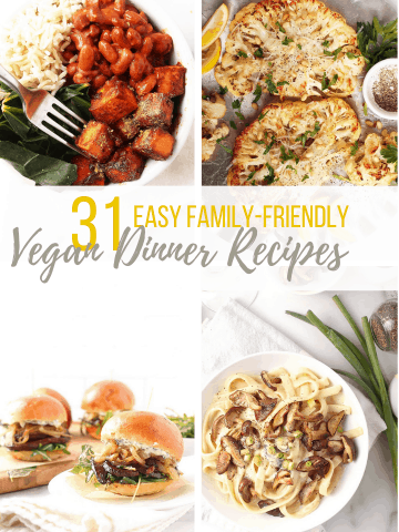 Collage of 4 vegan dinner recipes