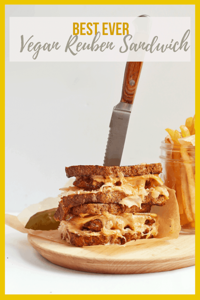 You're going to love this Vegan Tempeh Reuben! It is made with marinated and grilled tempeh, homemade Russian Dressing, and seeded rye bread for a saucy and delicious classic vegan sandwich.
