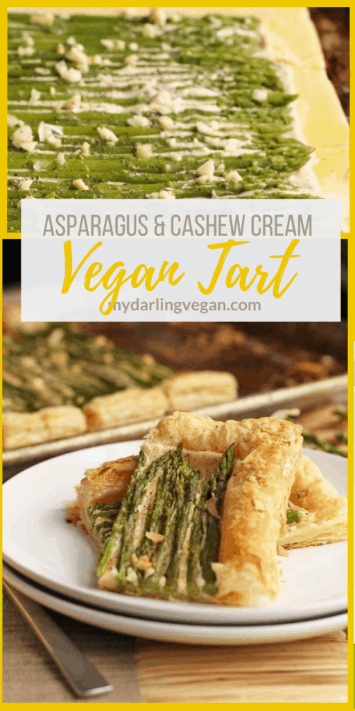 Make any holiday special with this Vegan Cashew Cream and Asparagus Tart. Made with puff pastry for a delicious and decadent side dish for your holiday table.