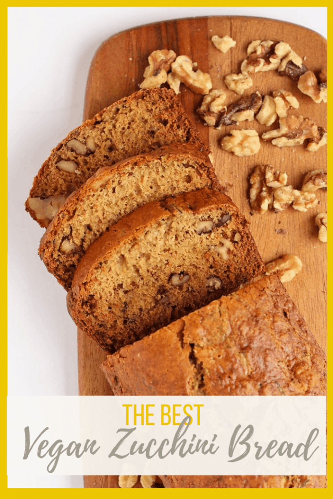 A simple and delicious vegan zucchini bread that is filled with zucchini and walnuts in every bite. Spiced with cinnamon, nutmeg, and cardamom, you're going to love the flavors in this classic bread.